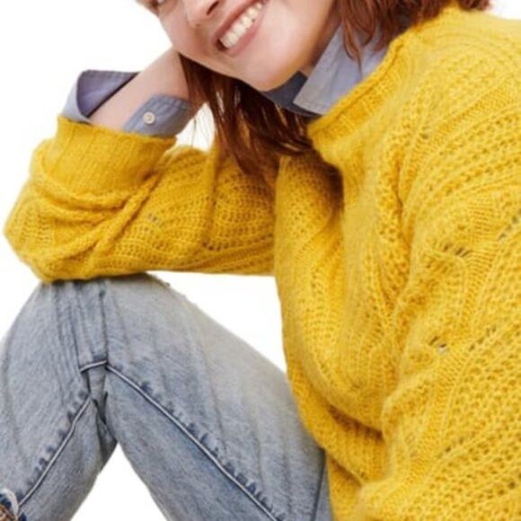 J. Crew Mock Neck Fisherman Cable Knit Lightweight Alpaca Wool Sweater Top XS - Picture 1 of 14